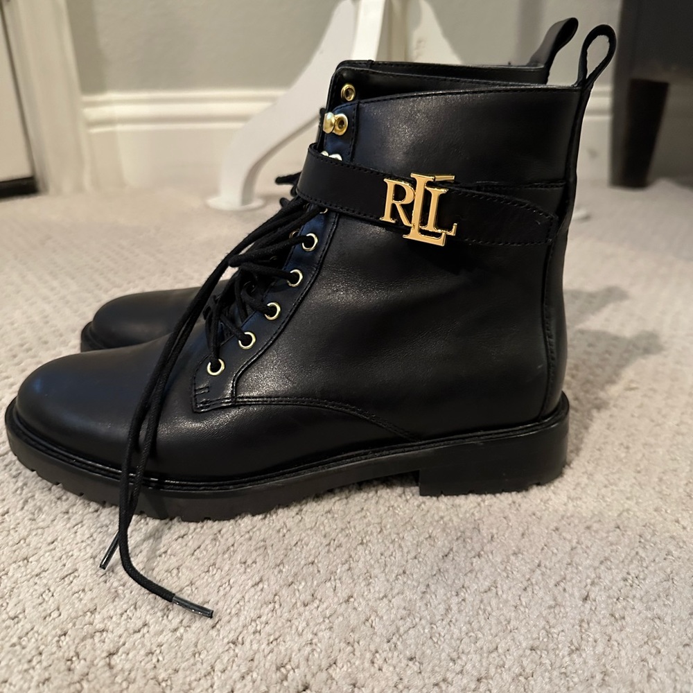 Ralph Lauren Boot Size 7. EUC. Black with gold accents.